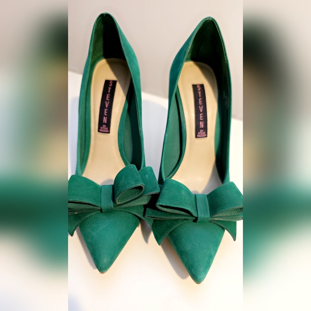 Steven by Steve Madden Green Bow Heels